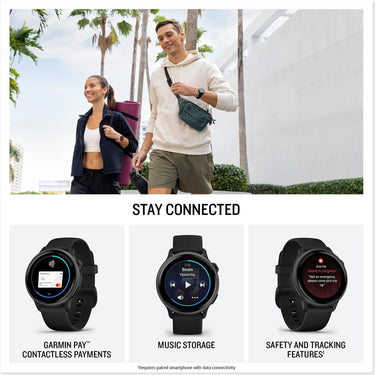 Garmin VIVOACTIVE 6 Health and Fitness GPS Smartwatch, Black with Silicone Band