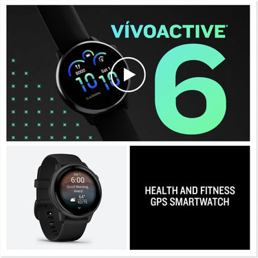 Garmin VIVOACTIVE 6 Health and Fitness GPS Smartwatch, Black with Silicone Band