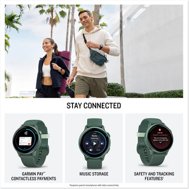 Garmin VIVOACTIVE 6 Health and Fitness GPS Smartwatch, Jasper Green with Silicone Band