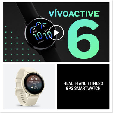Garmin VIVOACTIVE 6 Health and Fitness GPS Smartwatch, Bone with Silicone Band