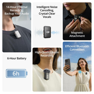 DJI Mic 2 Transmitter Dual Wireless Microphone (Black & White) + Accessories Bundle