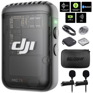 DJI Mic 2 Transmitter Wireless Microphone (Shadow Black) + Accessories Bundle