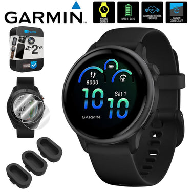 Garmin VIVOACTIVE 6 Health & Fitness GPS Smartwatch, Black + Warranty Bundle
