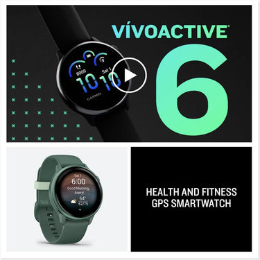 Garmin VIVOACTIVE 6 Health & Fitness GPS Smartwatch, Jasper Green + Warranty Bundle