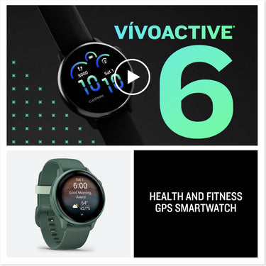 Garmin VIVOACTIVE 6 Health & Fitness GPS Smartwatch, Jasper Green + Warranty Bundle
