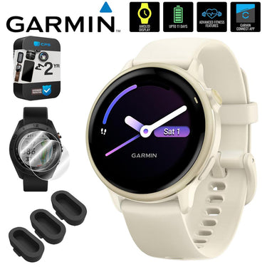 Garmin VIVOACTIVE 6 Health and Fitness GPS Smartwatch, Bone + Warranty Bundle