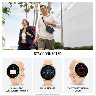 Garmin VIVOACTIVE 6 Health & Fitness GPS Smartwatch, Pink Dawn + Warranty Bundle