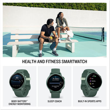 Garmin VIVOACTIVE 6 Health & Fitness GPS Smartwatch, Jasper Green + Accessories Bundle