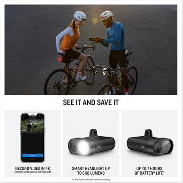 Garmin Varia Vue, Cycling Headlight & 4K Camera, 600 Lumens, Incident Detection