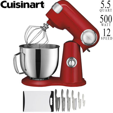 Cuisinart Precision Master 5.5-Quart Stand Mixer Red + 12 Pcs Knife Set Bundle