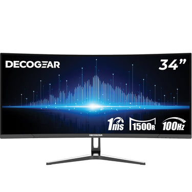 Deco Gear 34 inch Curved Ultrawide Business Monitor, 3440x1440, 100Hz, HDR