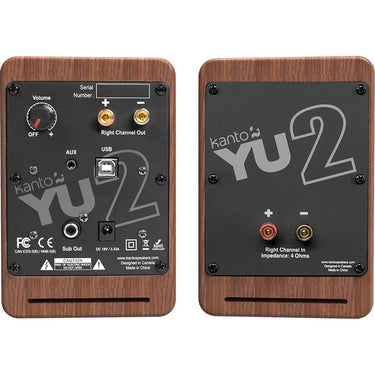Kanto YU2WALNUT Powered Desktop Speakers Walnut/Noyer (Open Box) + 1 Year Warranty