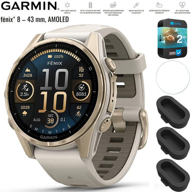Garmin Fenix 8 43 mm AMOLED Sapphire Gold with Gray Band+2 Year Warranty Bundle
