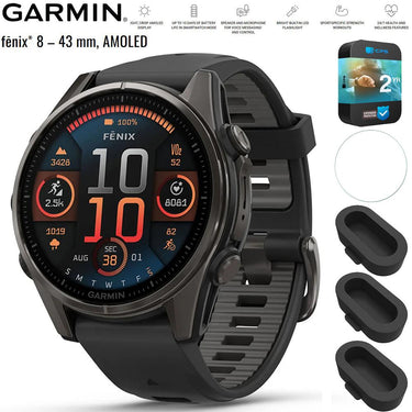 Garmin Fenix 8 43 mm AMOLED Sapphire Gray w/ Black Band + 2 Year Warranty Bundle