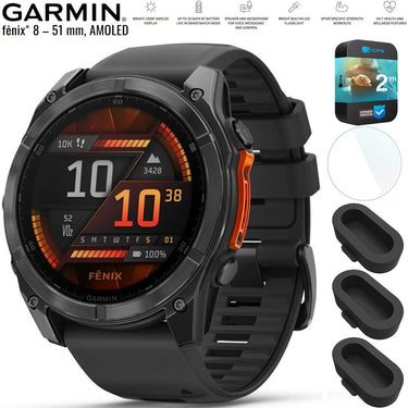 Garmin Fenix 8 51mm AMOLED Sapphire Gray w/ Black Band + 2 Year Warranty Bundle