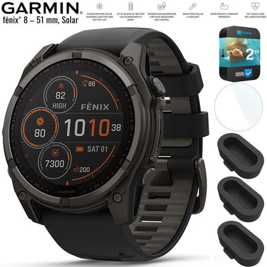 Garmin Fenix 8 51mm Solar Gray w/ Black/Pebble Gray Band+2 Year Warranty Bundle