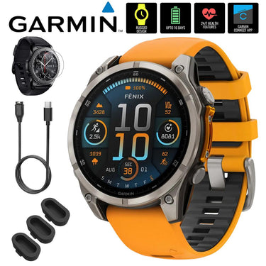 Garmin Fenix 8 47mm Smartwatch, AMOLED, Sapphire, Titanium + Accessories Bundle
