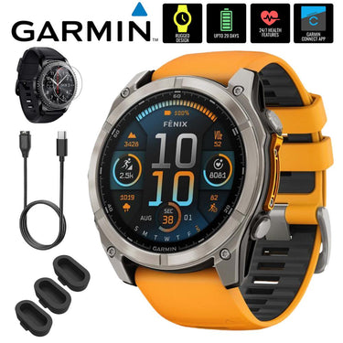 Garmin Fenix 8 51mm Smartwatch, AMOLED Sapphire, Titanium + Accessories Bundle