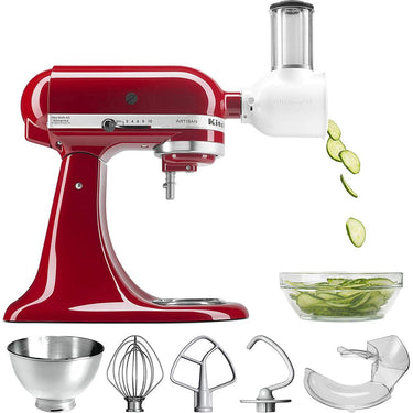 KitchenAid Artisan Series 5-Quart Tilt-Head Stand Mixer w Fresh Prep Slicer/Shredder, Red