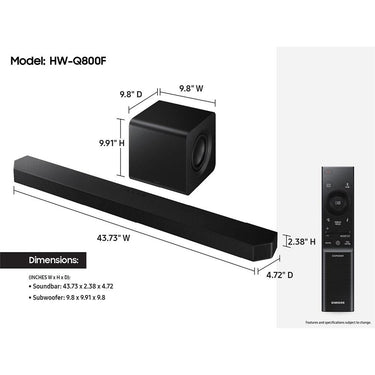 Samsung HW-Q800F 5.1.2ch Dolby ATMOS Soundbar System 2025 + 26 Months Protection Bundle