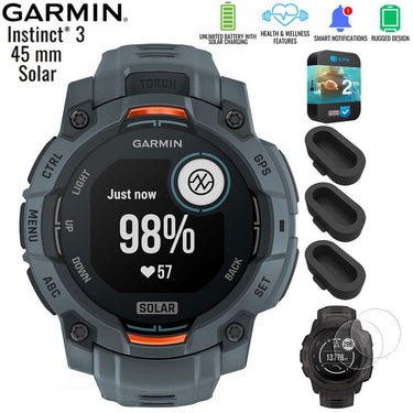 Garmin Instinct 3 - 45 mm GPS Smartwatch SOLAR Twilight + 2 Year Warranty Bundle