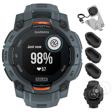 Garmin Instinct 3 - 45 mm GPS Smartwatch SOLAR Twilight + Charging Dock Bundle
