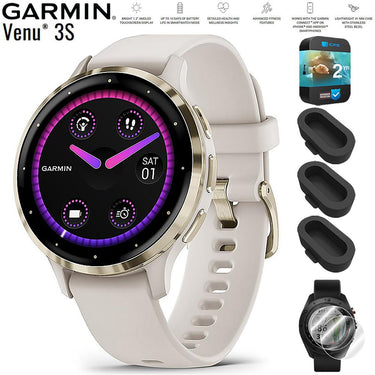 Garmin Venu 3S GPS Smartwatch Gold with Ivory Case 41mm + 2 Year Warranty Bundle