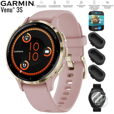Garmin Venu 3S GPS Smartwatch Gold with Rose Case 41mm + 2 Year Warranty Bundle