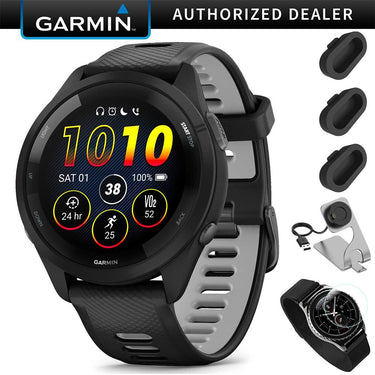 Garmin Forerunner 265 GPS Smartwatch - 46mm + Charging Dock + Protector Bundle