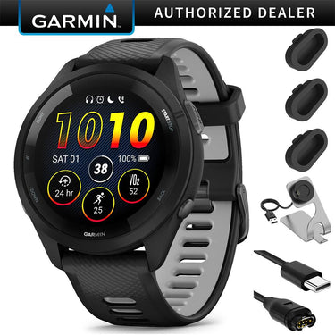 Garmin Forerunner 265 GPS Smartwatch - 46mm + Charging Dock + Dust Cover Bundle