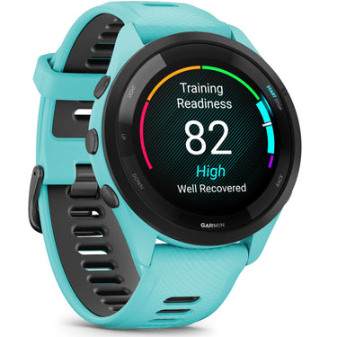 Garmin Forerunner 265 GPS Smartwatch, Aqua/Black + Charging Dock + Dust Cover Bundle