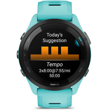 Garmin Forerunner 265 GPS Smartwatch, Aqua/Black + Charging Dock + Dust Cover Bundle