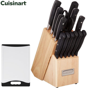 Cuisinart Triple Rivet 15 Piece Cutlery Block Set with Cuisinart Cutting Board