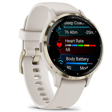 Garmin Venu 3S GPS Smartwatch Gold with Ivory Case 41mm + Charging Dock Bundle