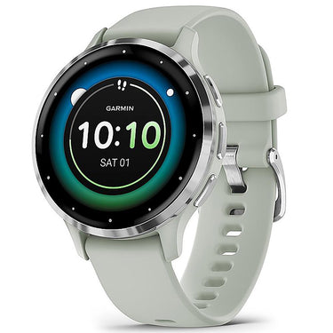 Garmin Venu 3S GPS Smartwatch Steel with Gray Case 41mm + Charging Dock Bundle