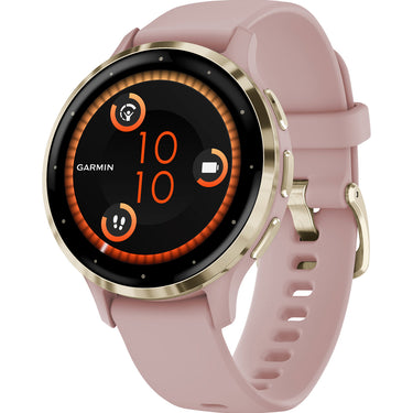 Garmin Venu 3S GPS Smartwatch Gold with Rose Case 41mm + Charging Dock Bundle