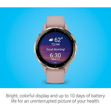Garmin Venu 3S GPS Smartwatch Gold with Rose Case 41mm + Charging Dock Bundle