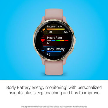 Garmin Venu 3S GPS Smartwatch Gold with Rose Case 41mm + Charging Dock Bundle