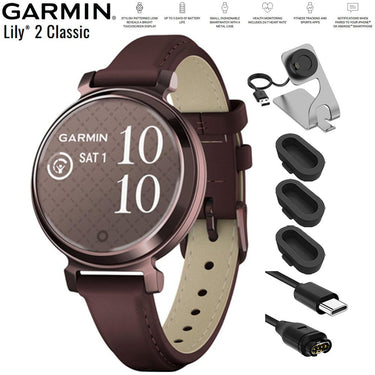 Garmin Lily 2 Classic Bronze with Mulberry Band Smartwatch+Charging Dock Bundle