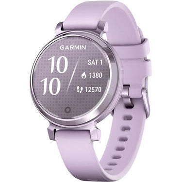 Garmin Lily 2 Smartwatch Metallic w/ Lilac Band + Charging Dock + Dust Cover Bundle