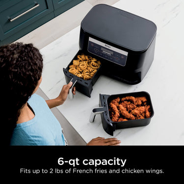 Ninja DZ090 Foodi 6 Quart 5-in-1 DualZone 2-Basket Air Fryer - Factory Refurbished