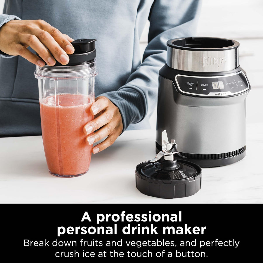 Ninja BN401 Nutri-Blender Pro with Auto-iQ, 1100W Motor, (2) 24oz Cups - Refurbished