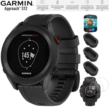 Garmin Approach S12 GPS Golf Watch 42k+ Courses Black + 2 Year Warranty Bundle