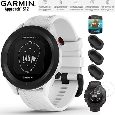 Garmin Approach S12 GPS Golf Watch 42k+ Courses White with 2Year Warranty Bundle