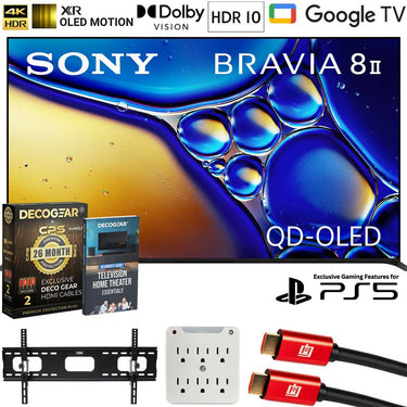 Sony BRAVIA 8 II 65 inch QD-OLED 4K HDR Google TV (2025) + Extended Protection Plan