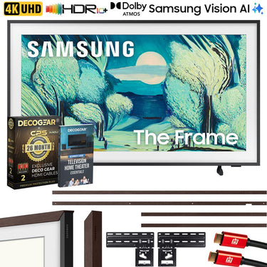 Samsung 43" The Frame QLED 4K AI Smart TV (2025) w/ Brown Bezel + Protection Bundle