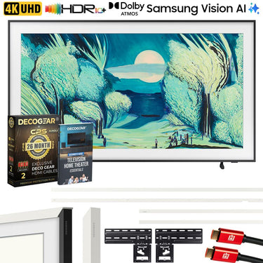 Samsung 55" The Frame QLED 4K AI Smart TV (2025) w/ White Bezel + Protection Bundle