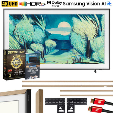 Samsung 55" The Frame QLED 4K AI Smart TV (2025) w/ Teak Bezel + Protection Bundle