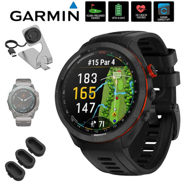 Garmin Approach S70 42mm Premium GPS Golf Watch, Black Band + Accessories Bundle