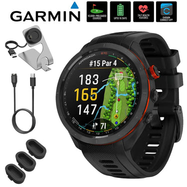 Garmin Approach S70 42mm Premium GPS Golf Watch, Black Band + Accessories Bundle